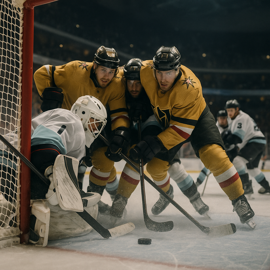 Vegas Golden Knights press Seattle Kraken net, early dominance, intense forecheck, 4-1 win